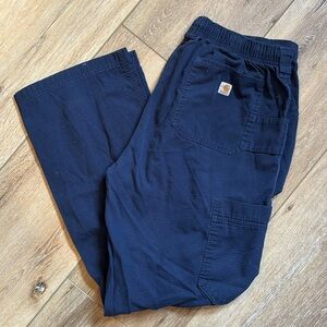 Carhartt Navy Blue work pant 
Size large has inside tie to sinch at waist
